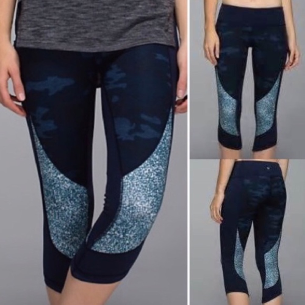Lulemon Wunder Under Crops- Camo and Dot